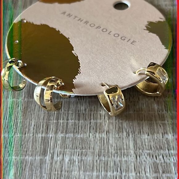 Anthropologie Set of Two Chunky Huggie Earrings - Picture 1 of 8